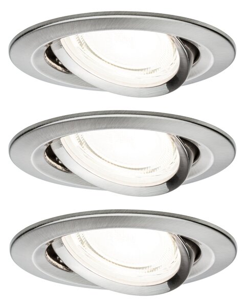 P 92456 LED vestavné svítidlo Nova Coin 3ks sada kruhové 84mm 50° 3x2,8W 230V 4000K kov kartáčovaný - PAULMANN
