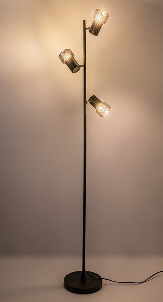 Stojací lampa HATICE 5 černá/tónované sklo