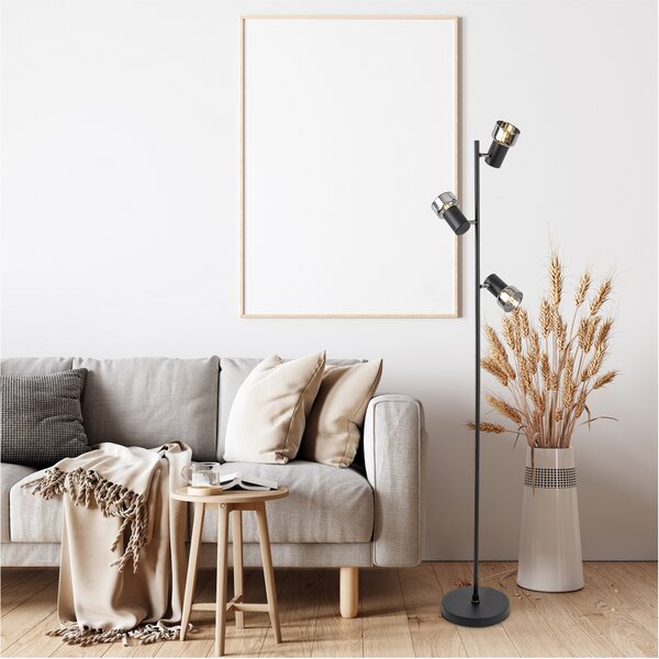 Stojací lampa HATICE 5 černá/tónované sklo