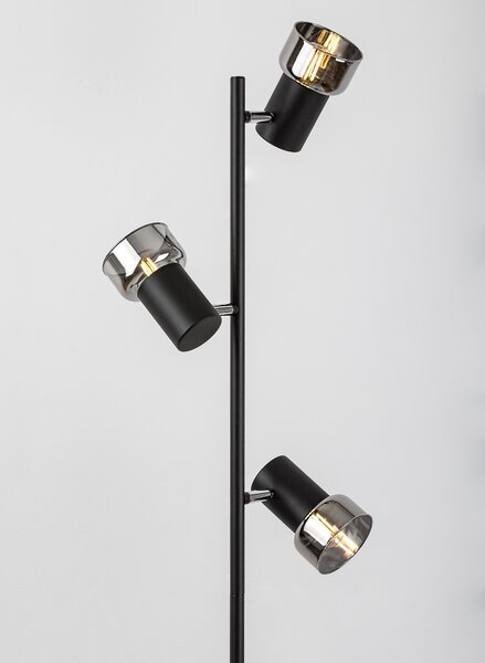 Stojací lampa HATICE 5 černá/tónované sklo