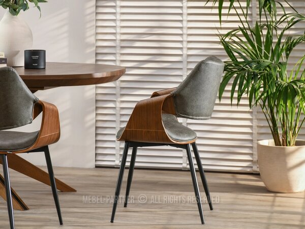 Designová jídelní židle NENET - zelená / ořech / černá