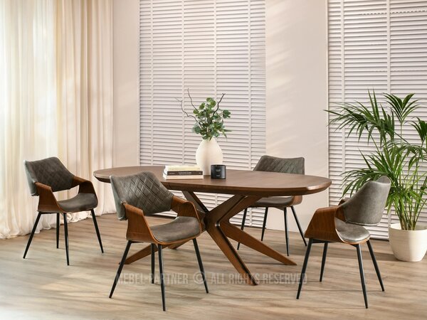 Designová jídelní židle NENET - zelená / ořech / černá