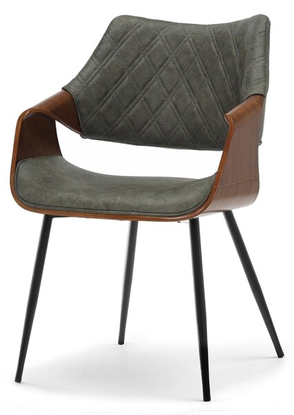 Designová jídelní židle NENET - zelená / ořech / černá