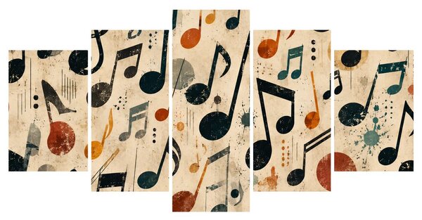 5-dílný obraz hudební harmonie v abstraktu