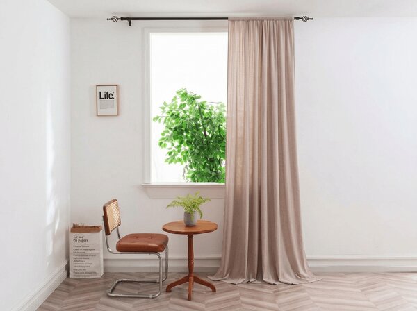 Závěs TAVIO 140x250 cm, světle béžový Zavěšení: Kovové kroužky