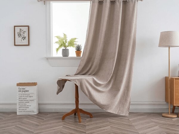 Závěs TAVIO 140x250 cm, světle béžový Zavěšení: Kovové kroužky