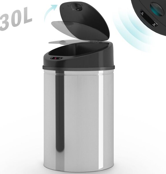 Automatický odpadkový koš se senzorem 30 l, stříbrný