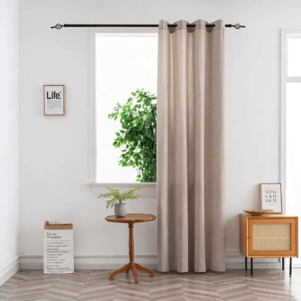 Závěs TAVIO 140x250 cm, světle béžový Zavěšení: Kovové kroužky