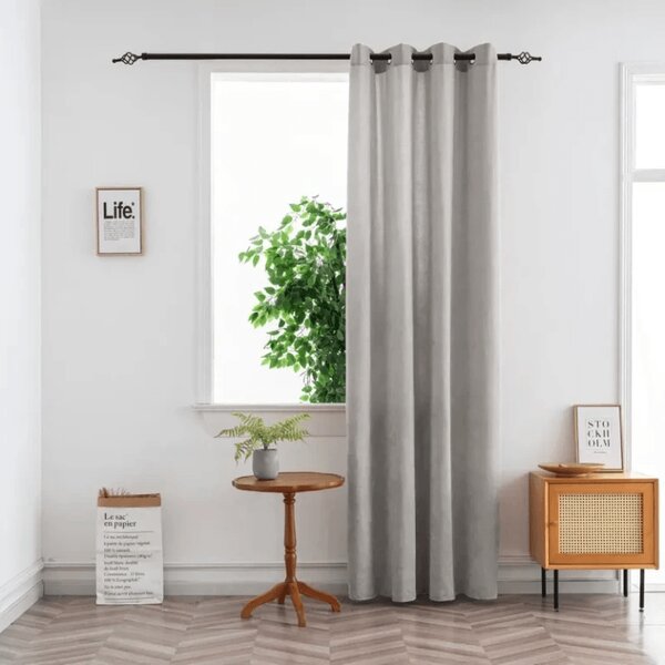 Závěs TAVIO 140x250 cm, světle šedý Zavěšení: Kovové kroužky