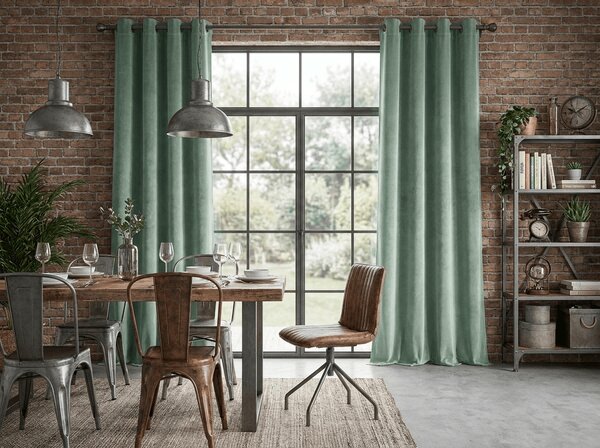 Zatemňovací závěs DREAM VELVET 140x250 cm, šalvějově zelený Zavěšení: Kovové kroužky