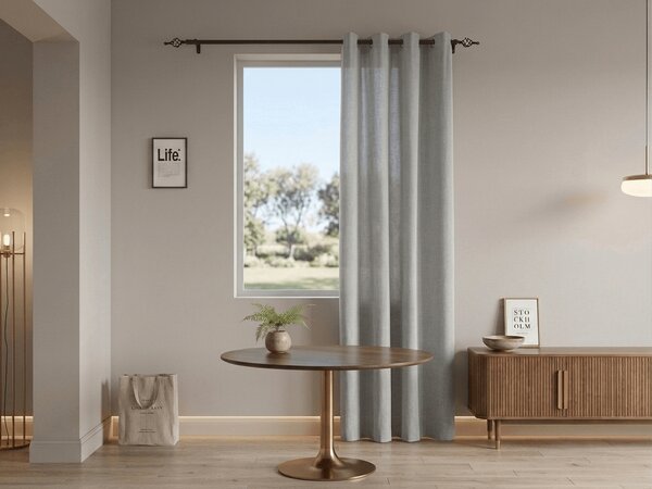 Závěs TAVIO 140x250 cm, světle šedý Zavěšení: Kovové kroužky