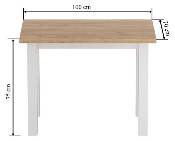 Malý jídelní stůl 70x100 cm ARNULF - zlatý dub craft / bílý