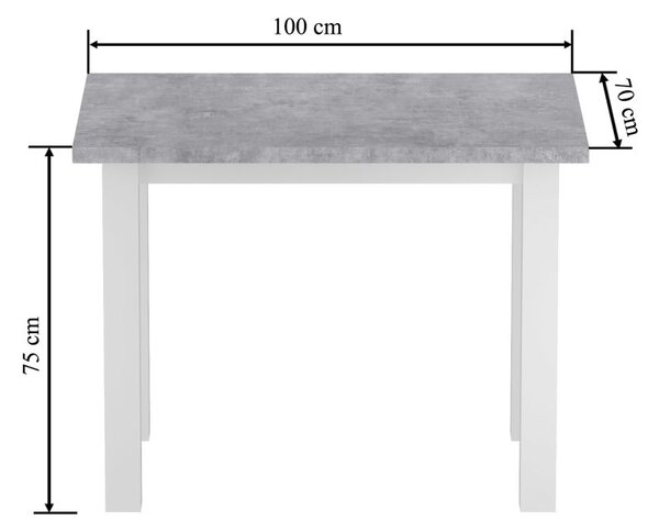 Malý jídelní stůl 70x100 cm ARNULF - beton / bílý