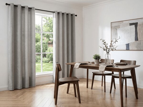 Závěs TAVIO 140x250 cm, světle šedý Zavěšení: Kovové kroužky