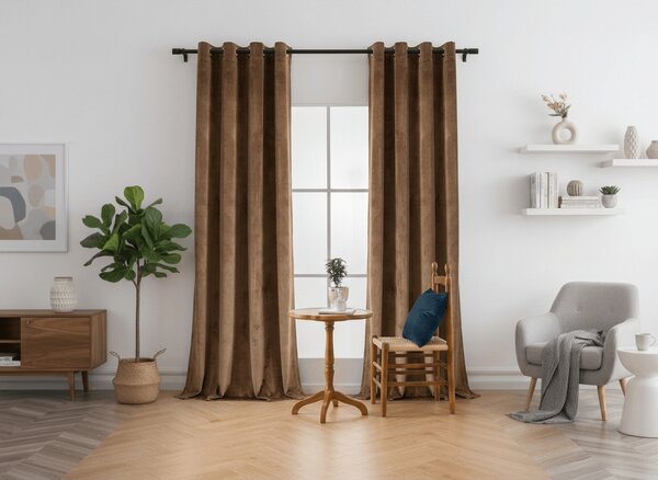 Zatemňovací závěs DREAM VELVET 140x230 cm, skořicově hnědý Zavěšení: Kovové kroužky