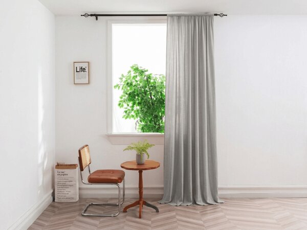 Závěs TAVIO 140x250 cm, světle šedý Zavěšení: Kovové kroužky