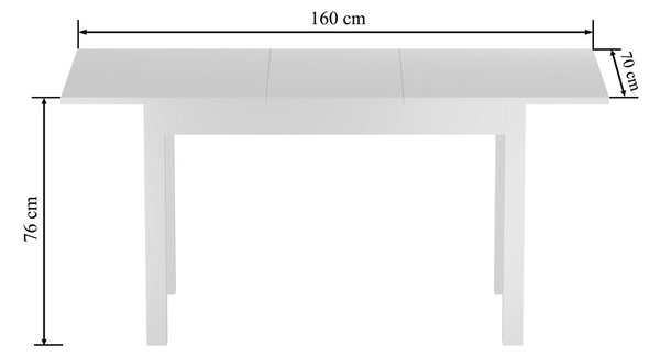 Rozkládací jídelní stůl 120(160)x70 cm FERENC - bílý