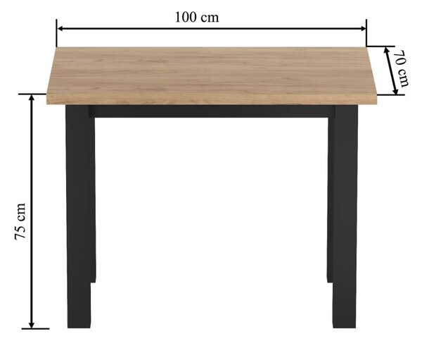 Malý jídelní stůl 70x100 cm ARNULF - zlatý dub craft / černý