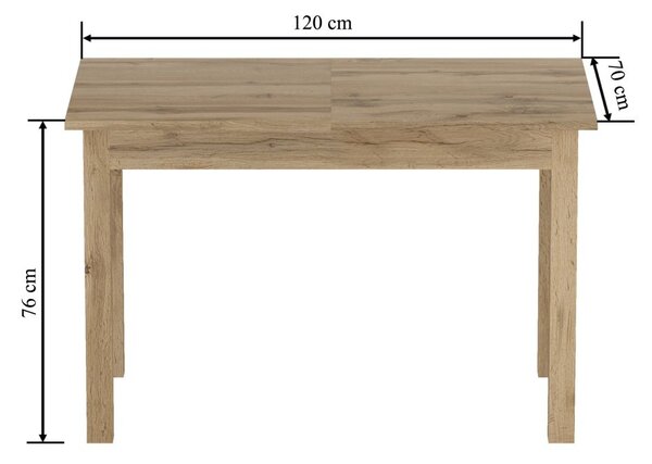 Rozkládací jídelní stůl 120(160)x70 cm FERENC - dub artisan / černý
