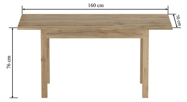 Rozkládací jídelní stůl 120(160)x70 cm FERENC - dub artisan / černý
