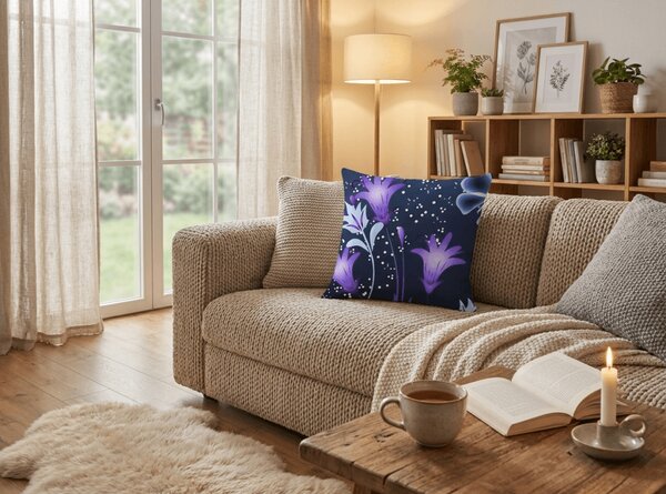 Povlak na polštář z mikrovlákna VIOLET BUTTERFLY 45x45 cm, tmavě modrý