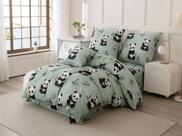 Povlečení z mikrovlákna PANDA RELAX mentolové Rozměr povlečení: 70 x 90 cm | 140 x 200 cm