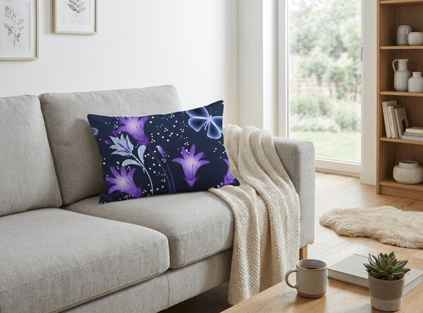Povlak na polštář z mikrovlákna VIOLET BUTTERFLY 50x70 cm, tmavě modrý