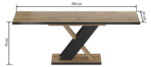 Designový rozkládací stůl IZIDOR - dub wotan / černý