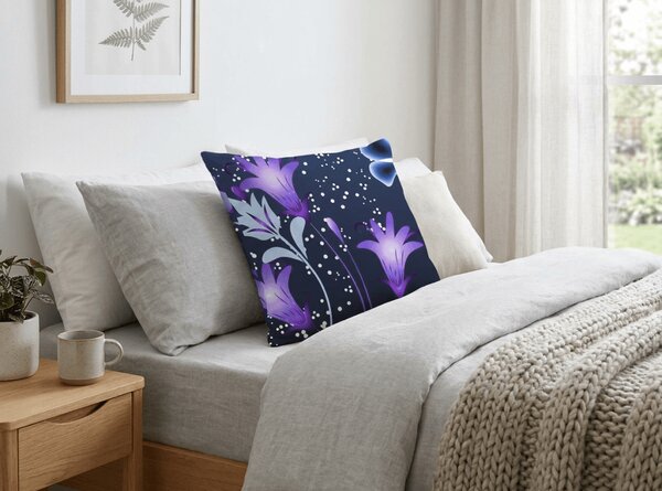 Povlak na polštář z mikrovlákna VIOLET BUTTERFLY 45x45 cm, tmavě modrý