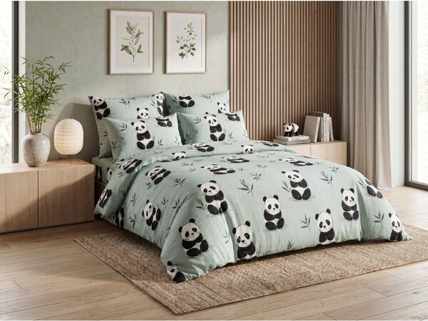 Povlečení z mikrovlákna PANDA RELAX mentolové Rozměr povlečení: 70 x 90 cm | 140 x 200 cm