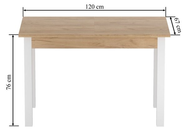 Rozkládací jídelní stůl 120(160)x67 cm KONIAS - zlatý dub craft / bílý