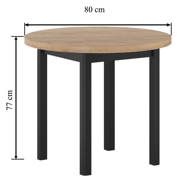Kulatý jídelní stůl 80 cm LIRIDON - zlatý dub craft / černý