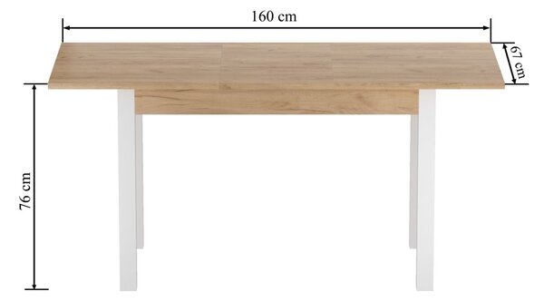 Rozkládací jídelní stůl 120(160)x67 cm KONIAS - zlatý dub craft / bílý