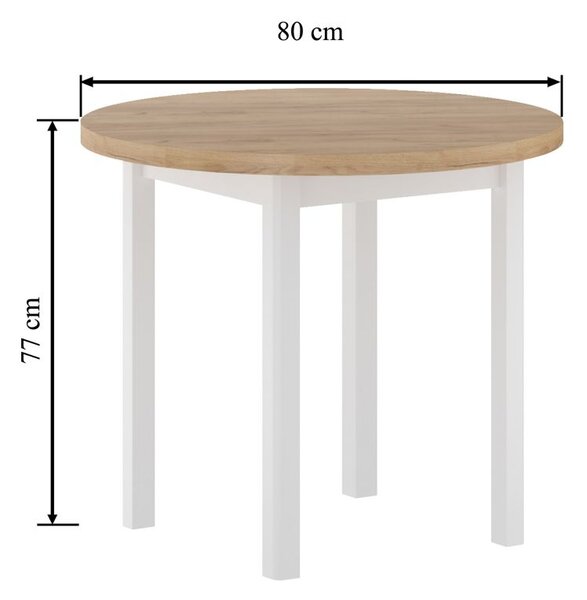 Kulatý jídelní stůl 80 cm LIRIDON - zlatý dub craft / bílý