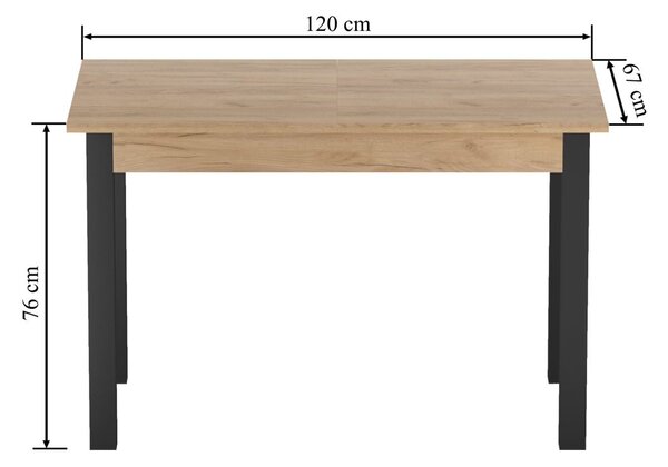 Rozkládací jídelní stůl 120(160)x67 cm KONIAS - zlatý dub craft / černý