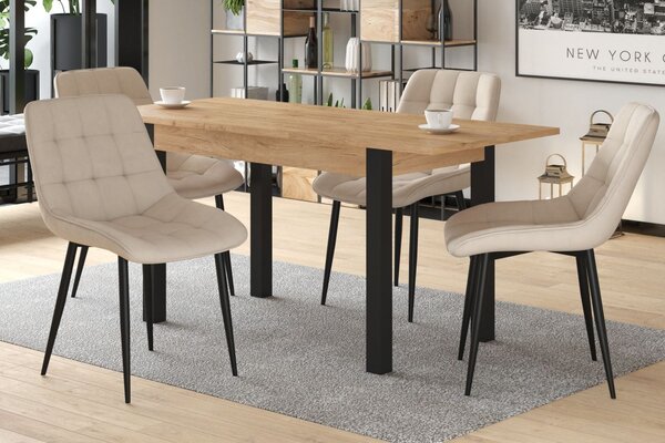 Rozkládací jídelní stůl 120(160)x67 cm KONIAS - zlatý dub craft / černý