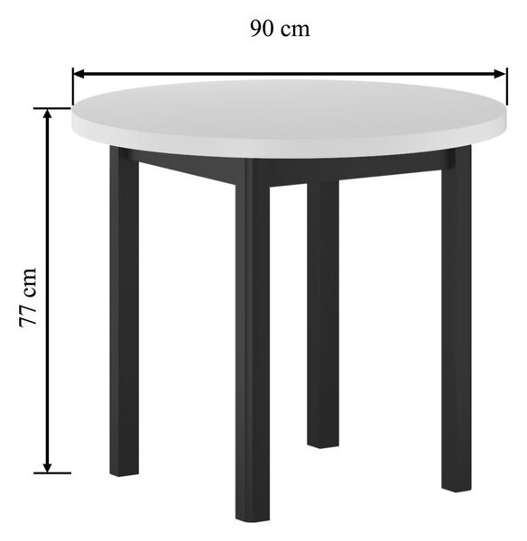 Kulatý jídelní stůl 90 cm LIRIDON - bílý / černý