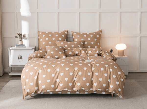 Povlečení z mikrovlákna CARAMHEART hnědé Rozměr povlečení: 70 x 90 cm | 140 x 200 cm
