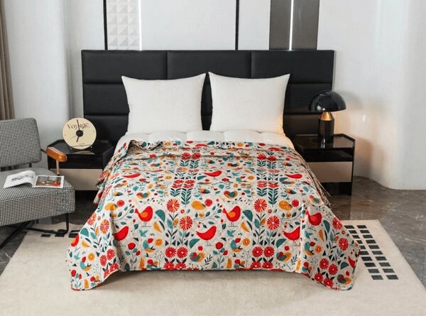 Přehoz na postel RETRO PTÁČEK barevný Rozměr: 170 x 210 cm