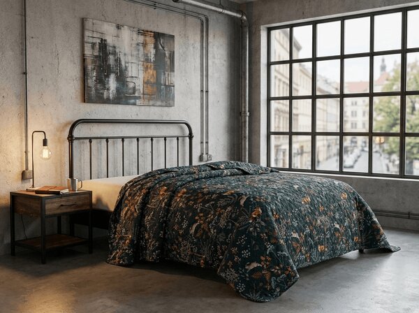 Přehoz na postel LIŠKA A ZAJÍC tmavě zelený Rozměr: 170 x 210 cm