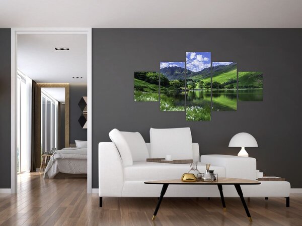 Obraz - Krajina s jezerem (125x70 cm)