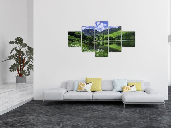 Obraz - Krajina s jezerem (125x70 cm)
