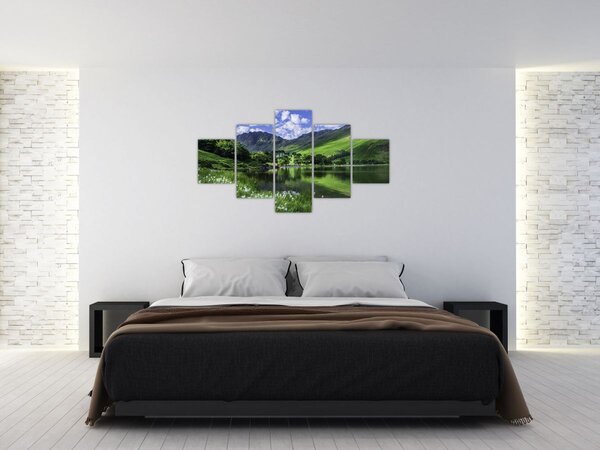Obraz - Krajina s jezerem (125x70 cm)