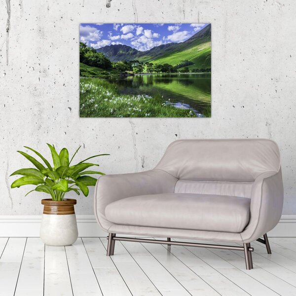 Obraz - Krajina s jezerem (70x50 cm)