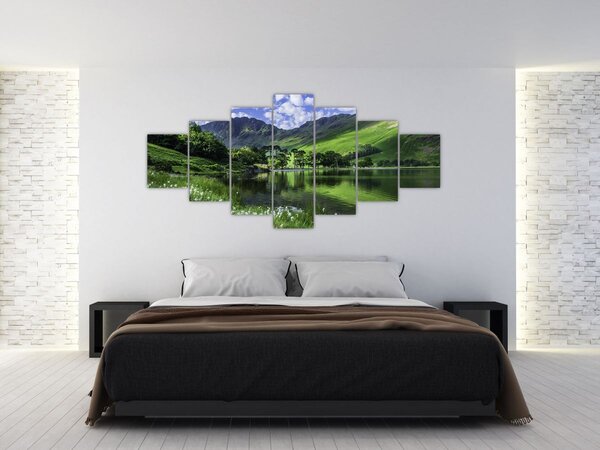 Obraz - Krajina s jezerem (210x100 cm)