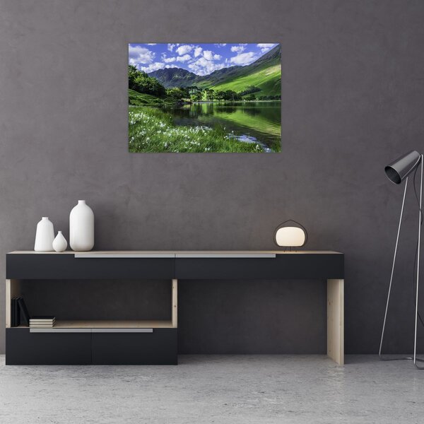 Obraz - Krajina s jezerem (70x50 cm)