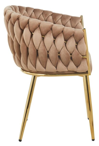Designová čalouněná židle ZYPHIRA - cappuccino / zlatá