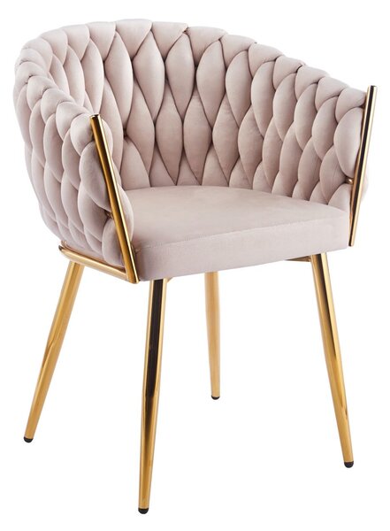 Designová čalouněná židle ZYPHIRA - béžová / zlatá