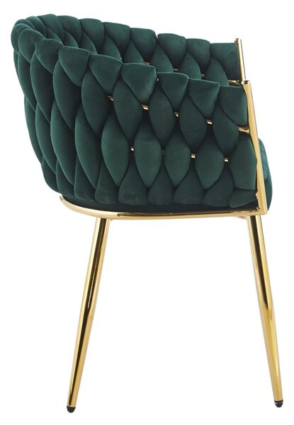 Designová čalouněná židle ZYPHIRA - zelená / zlatá
