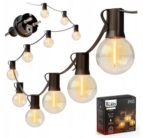 LED Venkovní dekorační řetěz 20xE12/1W/230V 20 m IP65 černá